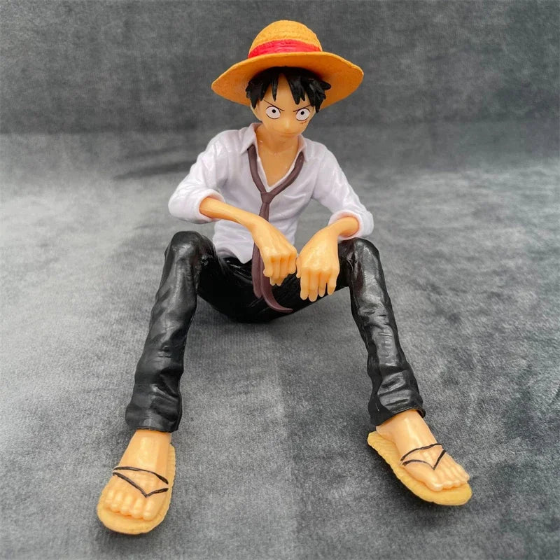 One Piece Anime Figure Toys Luffy Sitting Position Action PVC Figurine Model Collection Statue Doll Birthday Gifts For Kids