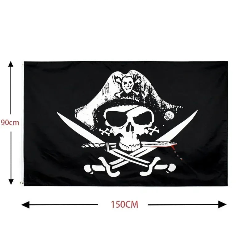 90x150cm One Piece Pirate Skull Flag Home Bedroom Wall Decor Banner Painting Luffy Straw Hat Pirates Flag Toys for Children Gift