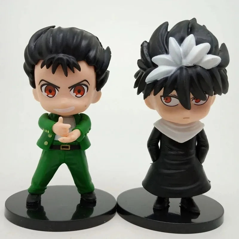 1Set Anime Figure YuYu Hakusho Yuusuke Urameshi Kurama Fleeting Shadow PVC Cute Q-version Model Children's Gift Toys 9-11CM
