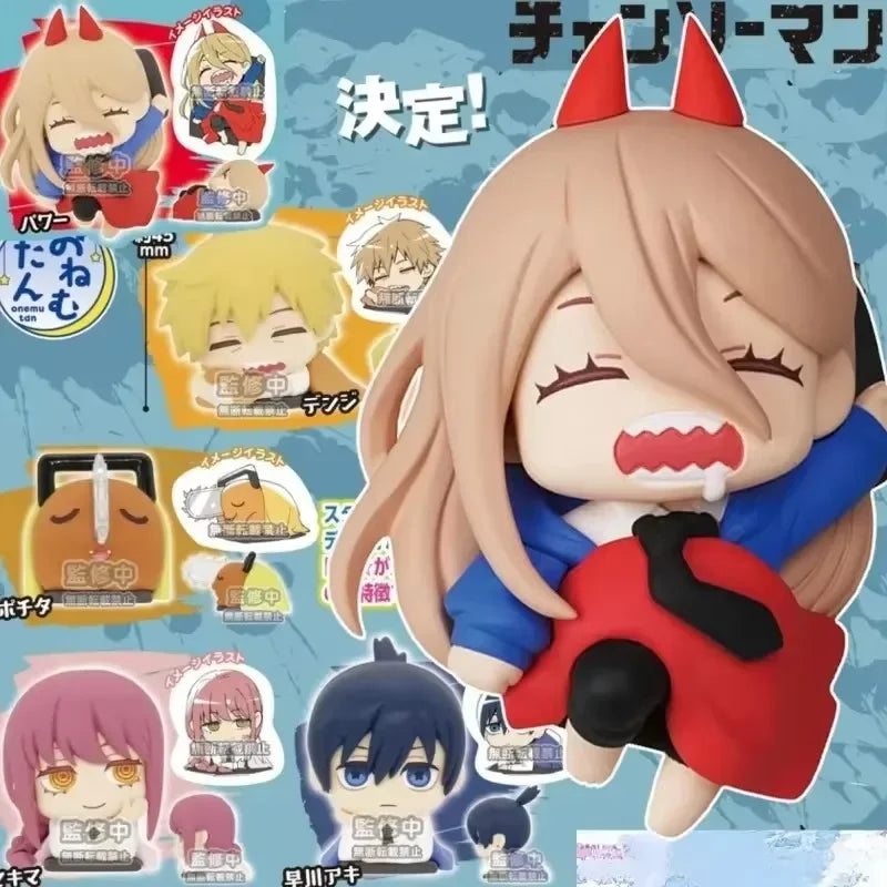 Chainsaw Man Power Figure Anime Cute Aki Denji Statue Makima Sleeping Decoration Action Figurine Sculpture Desk Accessories Gift