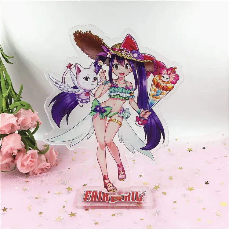 15cm FAIRY TAIL 100 YEARS QUEST Etherious Figure Acrylic Stand Lucy Heartfilia Statue Erza Scarlet Desk Ornament Toys Collection