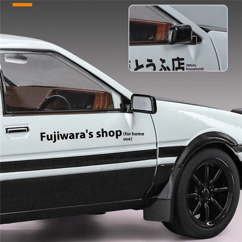 1:18 Movie Car INITIAL D AE86 Alloy Sports Car Model Diecasts Metal Classic Racing Car Vehicles Model Sound Light Kids Toys Gift