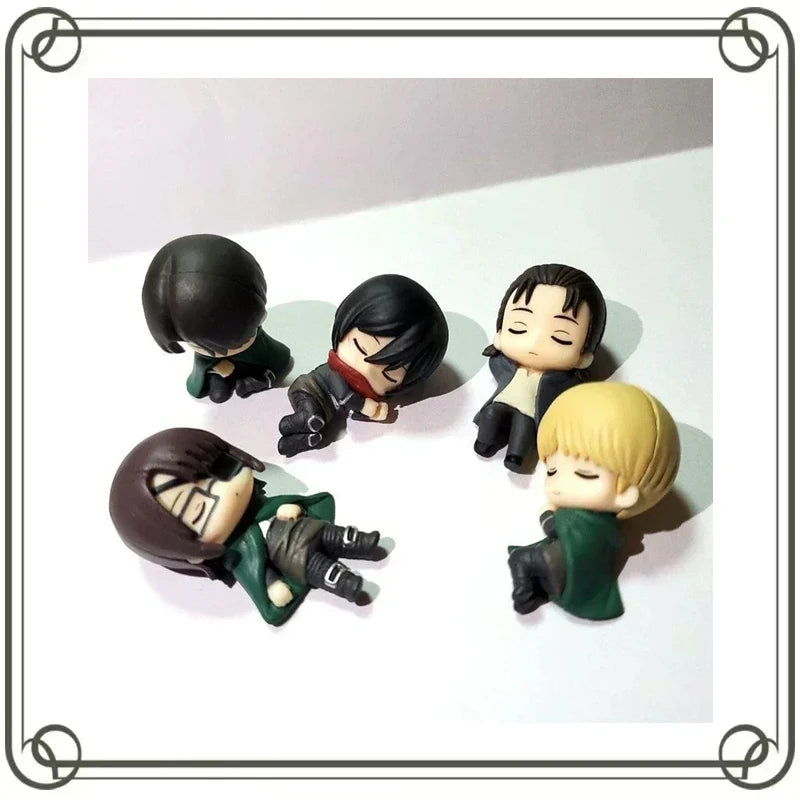 BANDAI Attack on Titan figure Pendant Sleep style capsule toys Eren Jaeger Mikasa figure Brand new genuine In shelf