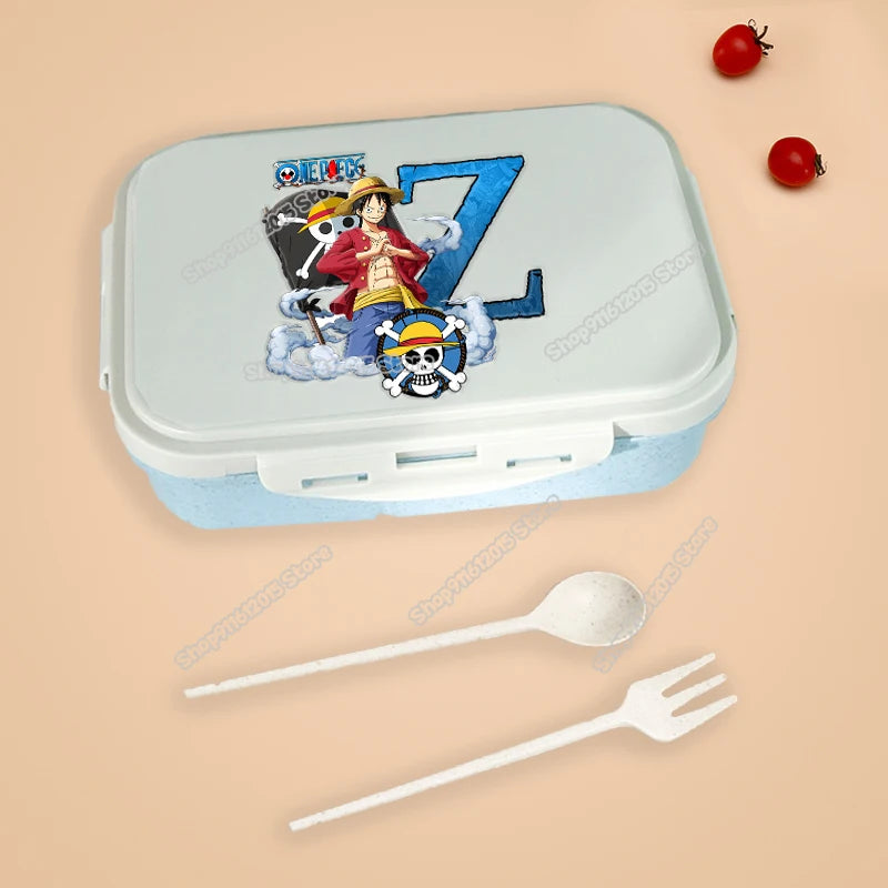 One Piece Luffy Letter Lunch Box Portable Kids Separated Bento Box Anime Cartoon Leakproof Food Container Microwave Dinnerware