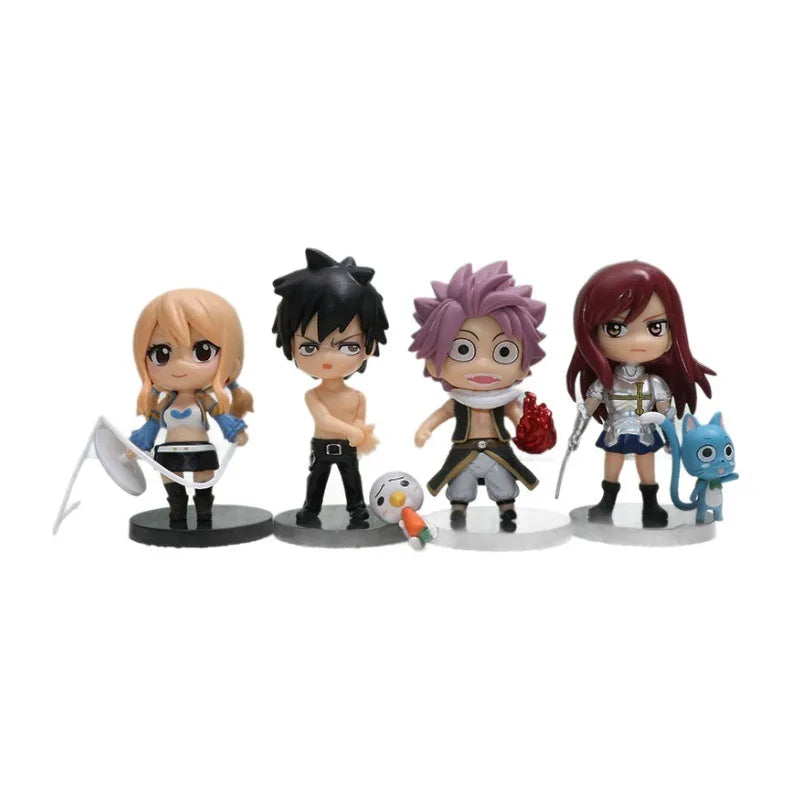 4Pcs Anime FAIRY TAIL Figure Etherious Lucy Heartfilia Model Toys Erza Scarlet Gray Fullbuster Set Desktop Decorations