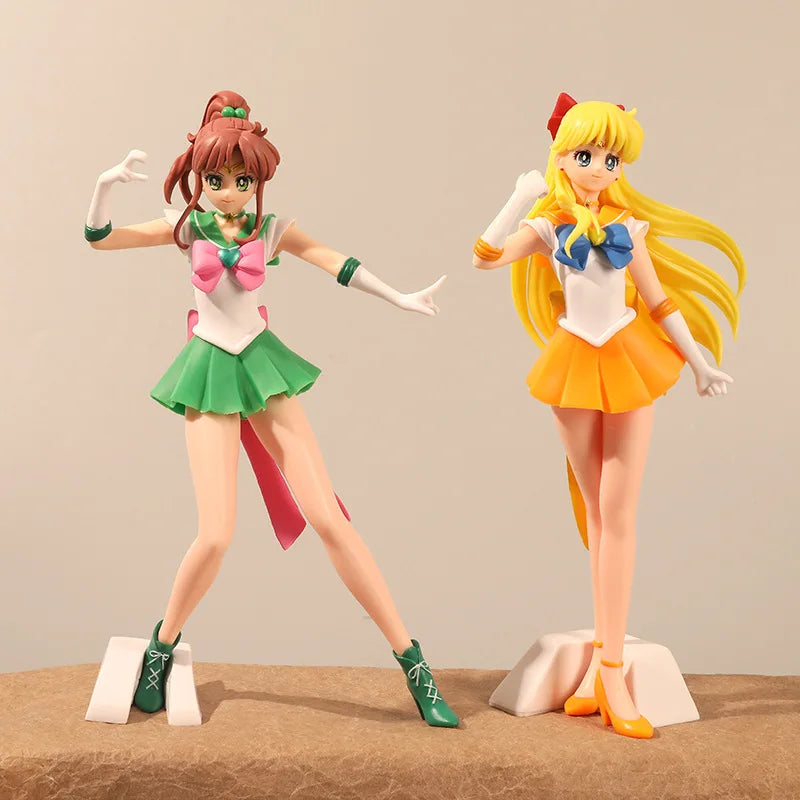 22cm Sailor Moon Anime Figurine Hino Rei Mizuno Ami Sailor Mars Mercury Decor Ornament Pvc Action Model Kid Charm Gift Hobby Toy