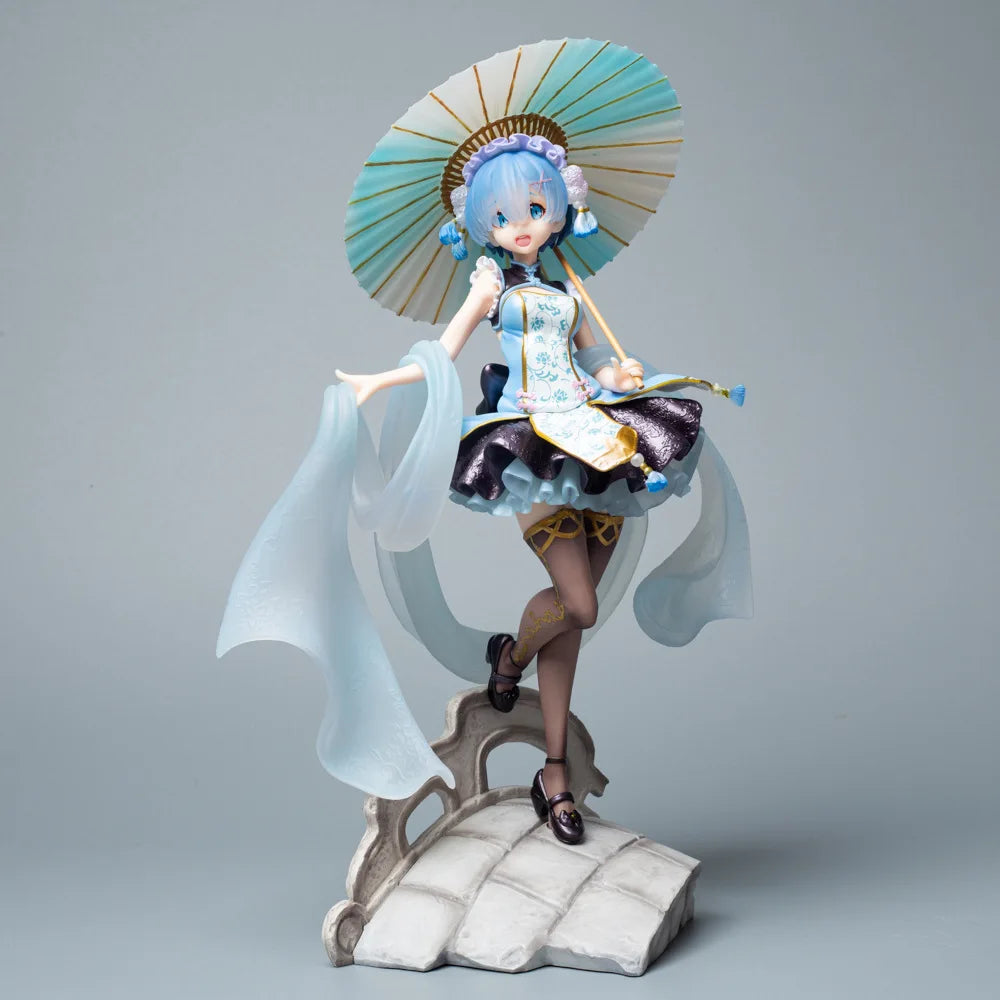 Re:Zero - Starting Life in Another World Rem Lolita Style with Umbrella 28cm Anime Figure Statue Desktop Decoration Gift