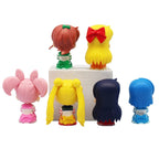 6 PCS/Set Pretty Guardian Sailor Moon 7cm Anime Figure Tsukino Usagi Chibiusa Hino Rei Kino Makoto Figurine Kids Toy