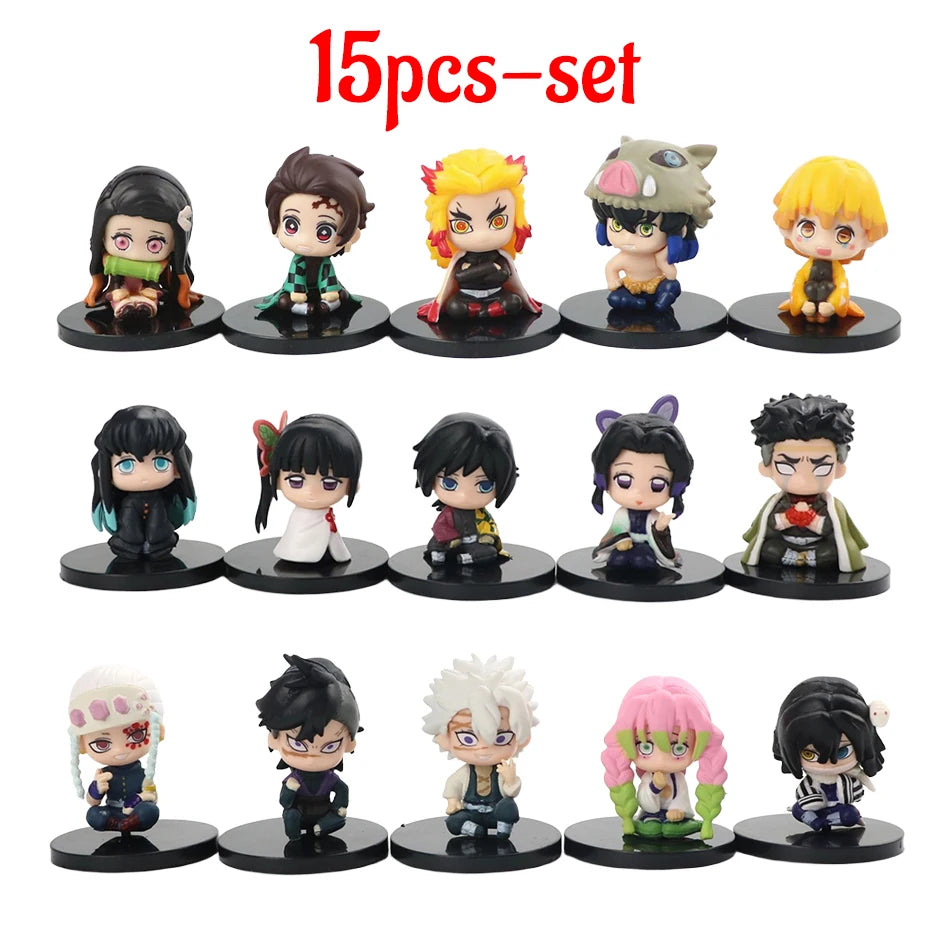 Q Posket Figure Wholesale Demon Slayer Mini Figurine 5Pcs 10Pcs 12Pcs 15Pcs Sets Kimetsu No Yaiba Small PVC Dolls Desktop Decora