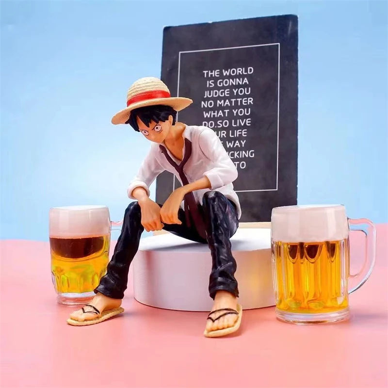 One Piece Anime Figure Toys Luffy Sitting Position Action PVC Figurine Model Collection Statue Doll Birthday Gifts For Kids