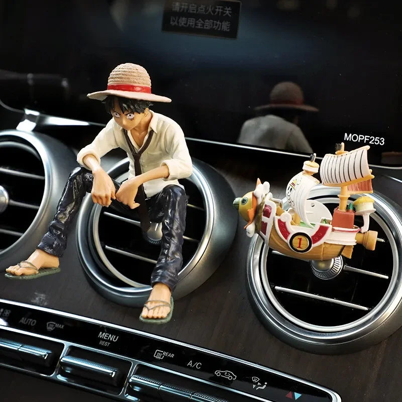 New Anime Cute One Piece Car Air Outlet Fragrance Decoration Luffy Zoro Action Figure Figurine Ornament Auto Interior Accessorie