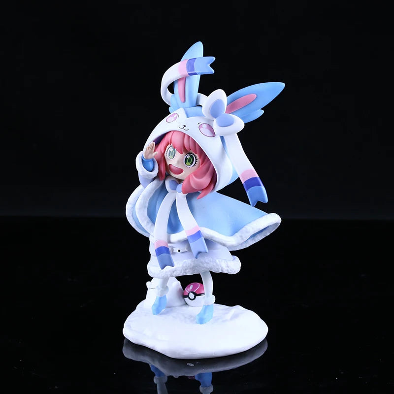 19cm Spy Family Anya Forger Cos Sylveon Fairy Type Eevee Anime Action Figures Model Doll Collection Ornament Decorate Statue Toy