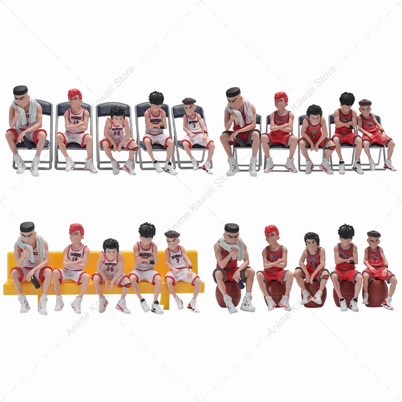 5pcs/lot Slam Dunk Kaede Rukawa Hanamichi Sakuragi Takenori Miyagi Ryota Action Figure Car Interior Decoration Model