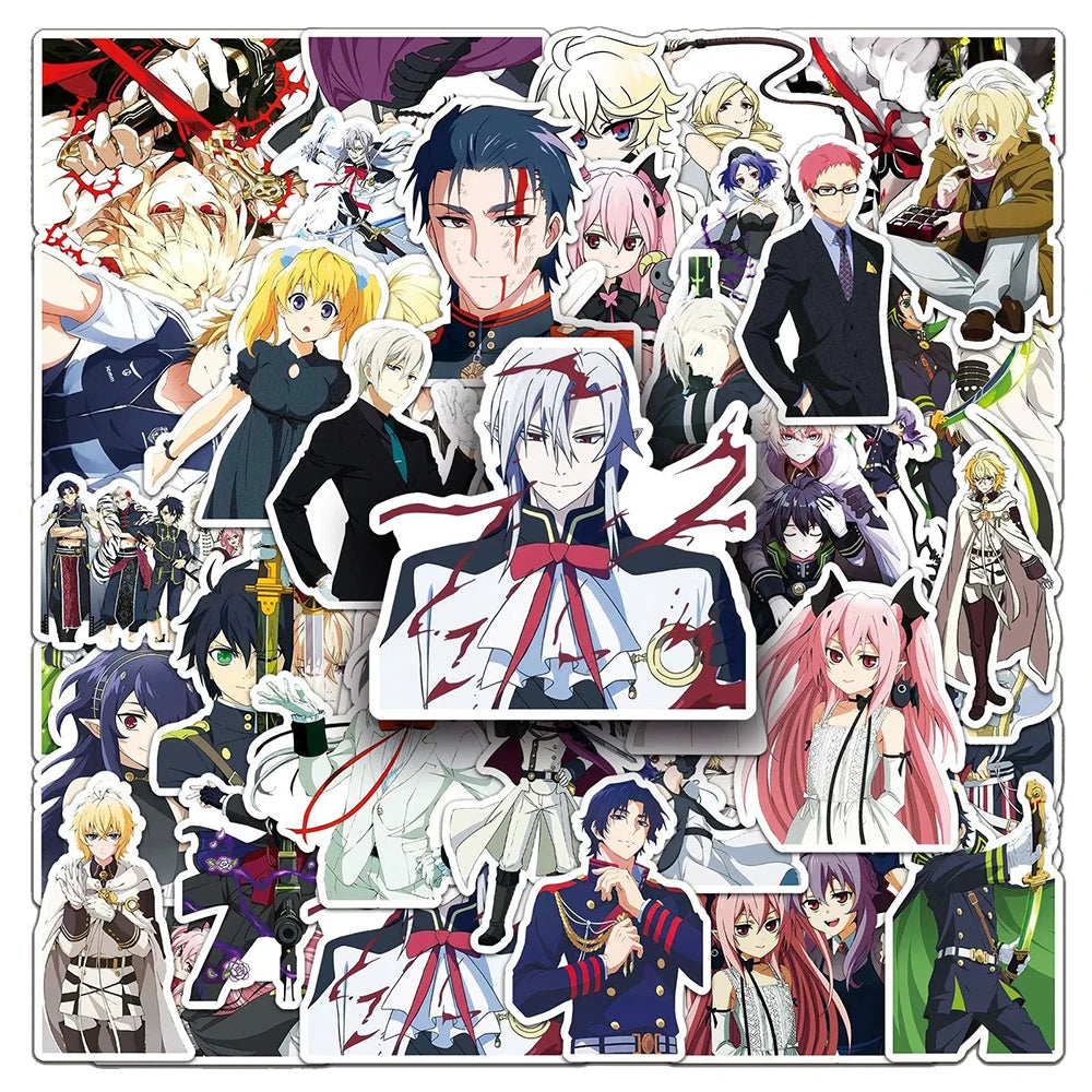10/30/50pcs Seraph of the End Cartoon Stickers Cool Anime Decals Graffiti Notebook Guitar Phone Car Waterproof Kids Toys Sticker
