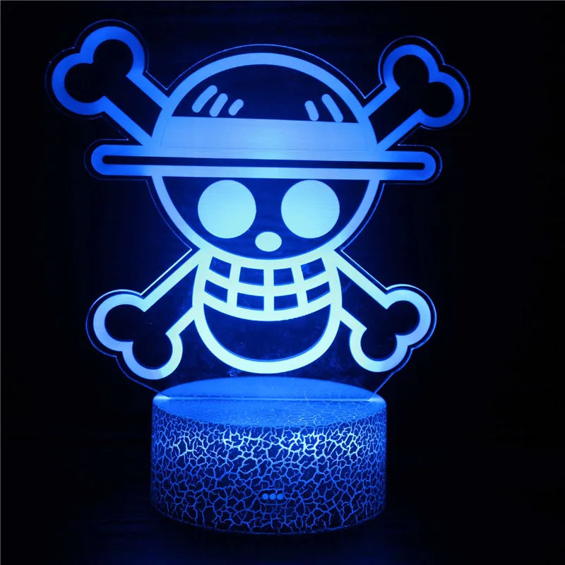 One Piece Zoro Luffy Nami Anime Night Lights Action Figure 3D LED Color Changing Toys Doll Usopp Sanji Chopper Hancock Xmas Gift