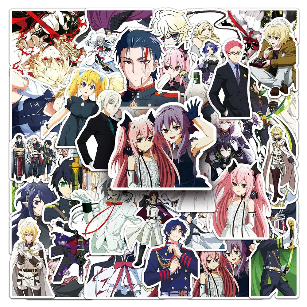 10/30/50pcs Seraph of the End Cartoon Stickers Cool Anime Decals Graffiti Notebook Guitar Phone Car Waterproof Kids Toys Sticker