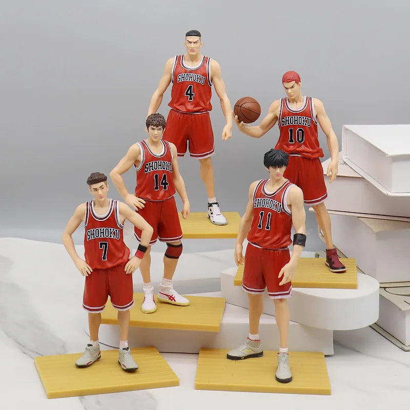 5pcs Slam Dunk Anime Figure Shohoku Team Standing Style Sakuragi Hanamichi Rukawa Maple Hisashi Mitsui Desktop Decorations Gifts