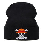 New ONE PIECE Beanies Women Autumn Winter Warm Hat Anime Luffy Cosplay Skull Embroidery Caps for Men Knitted Unisex Bonnet Gifts