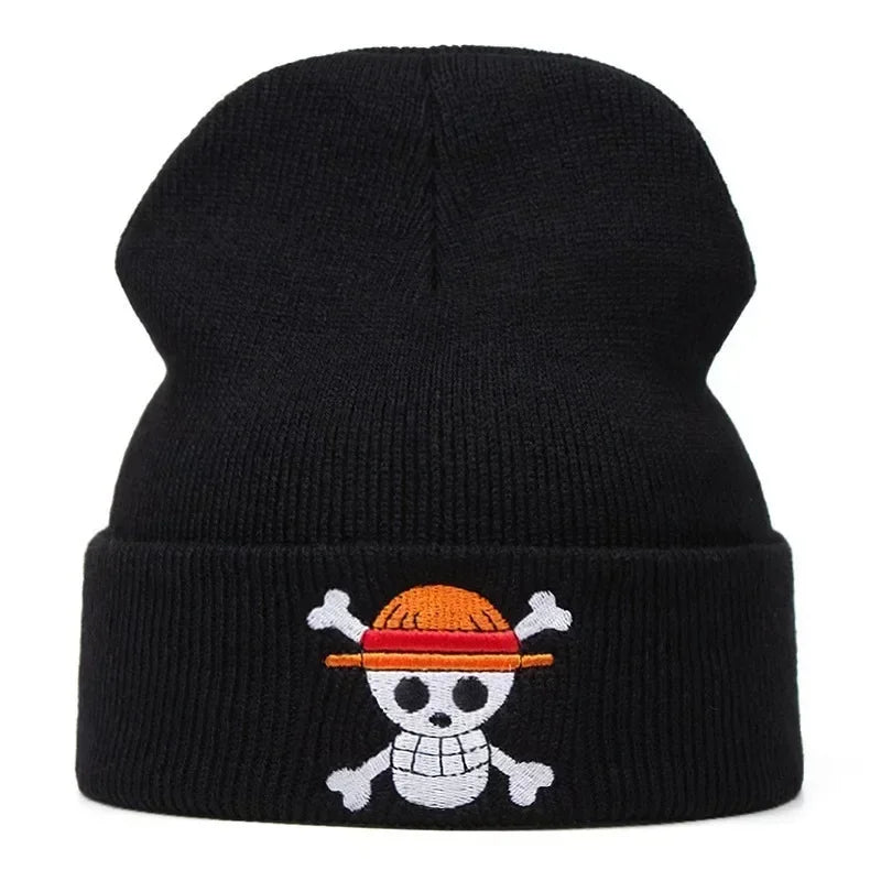 New ONE PIECE Beanies Women Autumn Winter Warm Hat Anime Luffy Cosplay Skull Embroidery Caps for Men Knitted Unisex Bonnet Gifts