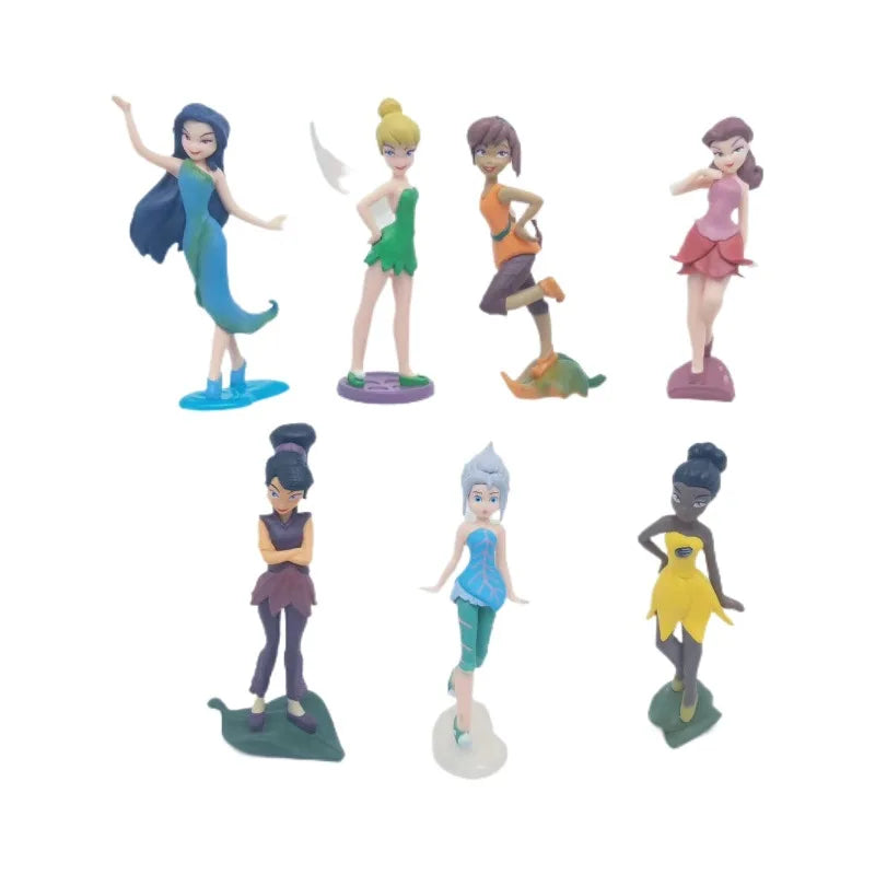 7pcs/Set Princess Tinkerbells Mini Fairy Figure Toys Children Animation Cartoon Toys Girls Dolls Baby Toy Decorations Figure