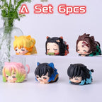 Demon Slayer Lying Down Statues Cartoon Tanjiro Nezuko Yuzuki Miho Figurines Kawaii Action Figures Home Decoration Anime Gifts