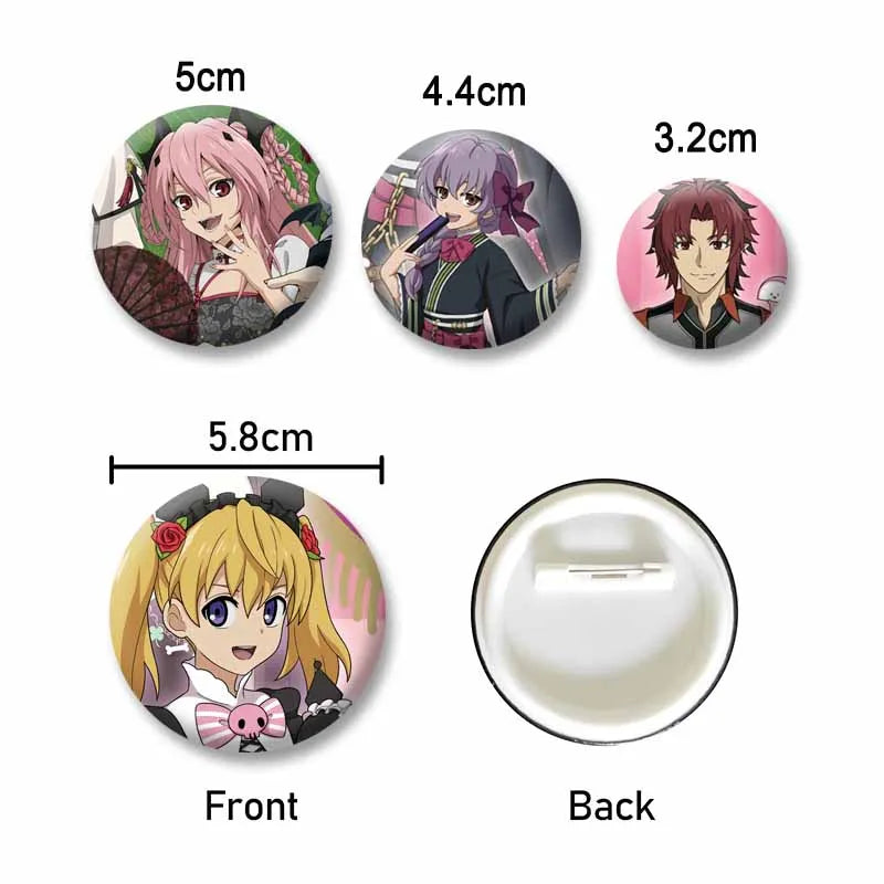 Anime Seraph of The End Characters Lapel Pins Custom Cute Brooch Cartoon Cosplay Badges Backpack Hat Accessories Kids Toys Gifts