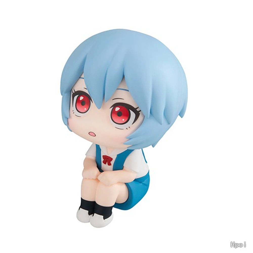 10CM Anime Evangelion Ayanami Rei Figure Souryuu Asuka Langley Look Up EVA Sitting Model Toy Doll Aciton Figure PVC Ornament