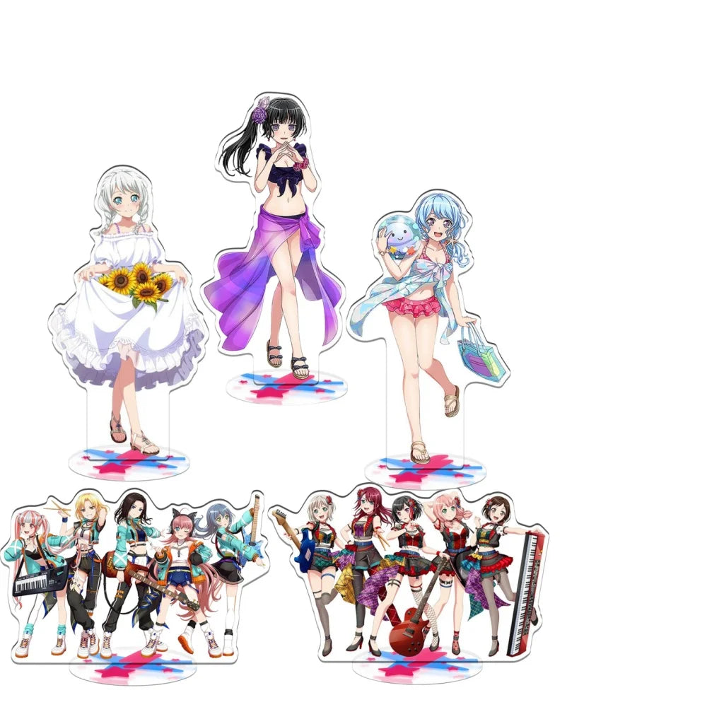 Charm Anime Fan Gift HD Character Acrylic Stand BanG Dream Game Poppin'Party Hanazono Tae Kokoro Tsurumaki Yukina Minato Roselia