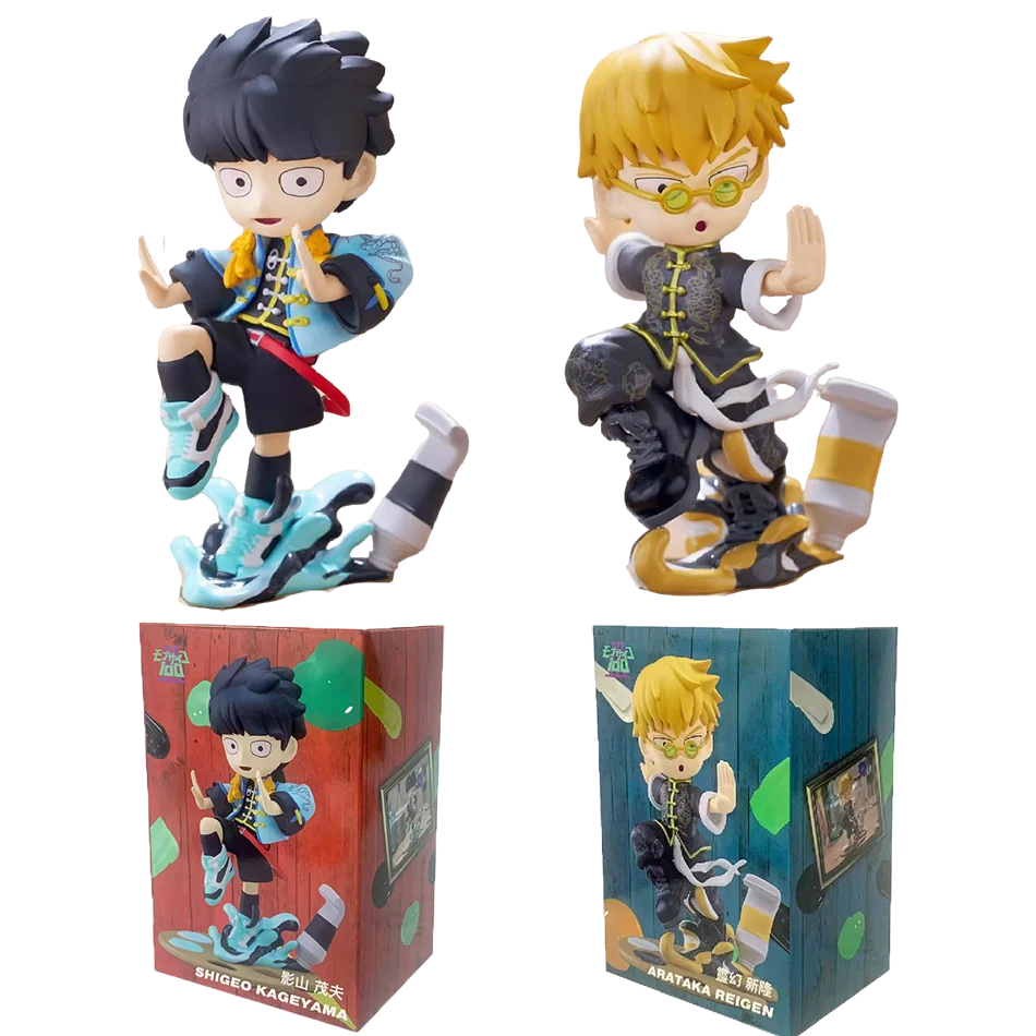 In Stock Original Mob Psycho 100 Anime Figures Gk Reigen Arataka Q Edition Kawaii Model Doll Desktop Ornaments Collectible Toy