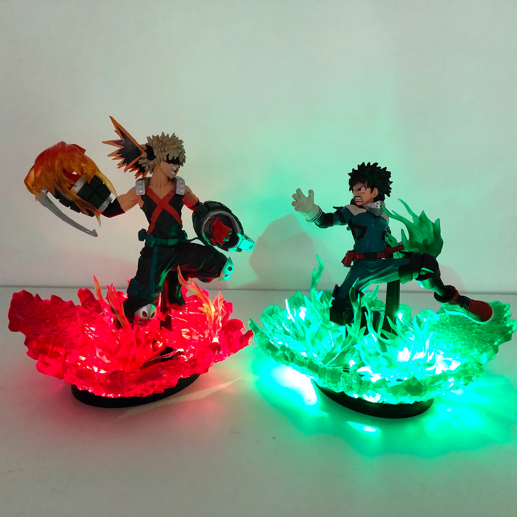 Anime Figure My Hero Academia Midoriya Izuku Bakugou Katsuki DEKU Toy PVC Model Collection DIY Effection Led Light Action Figure