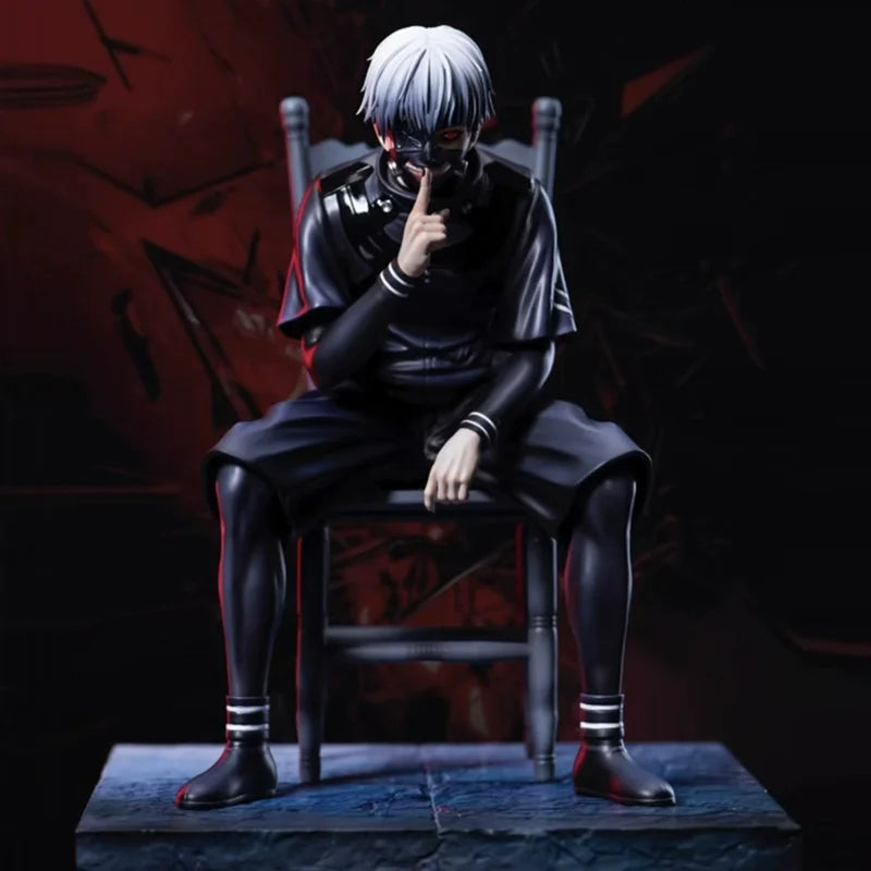 Tokyo Ghoul Ken Kaneki 20cm Sitting Figure Dual Head & Arm Replaceable Statue With Base PVC Anime Model Collectible Toy Boy Gift