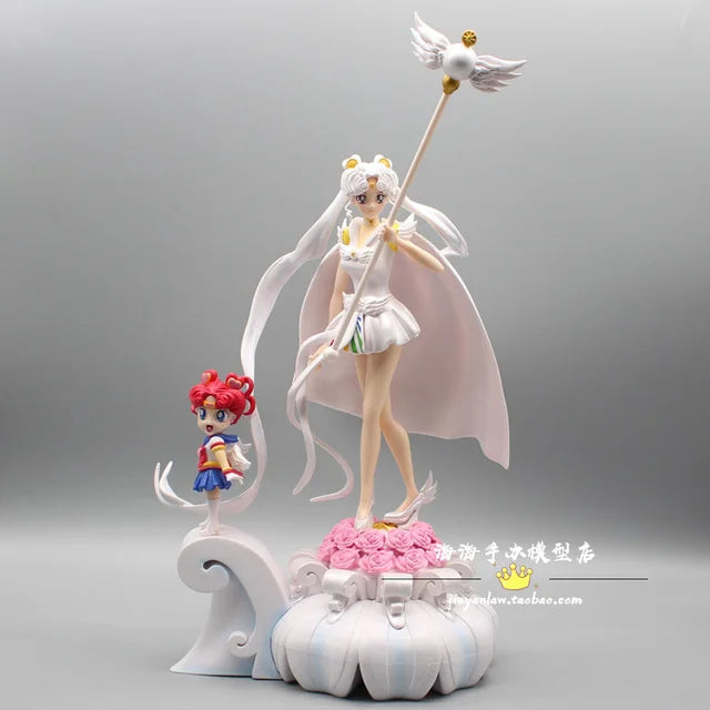 New 37cm Anime Sailor Moon Figure Tsukino Usagi Sailor Universe Scene Model Dolls Wedding Dress Gk Action Figurines Toys Gifts