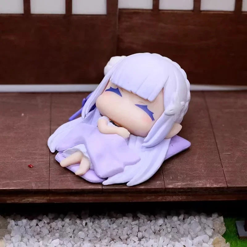 Stand stones capsule toys cute kawaii Onemutan Re: Life in a different world from Zero Part.2 Emilia Rem anime sleeping figures