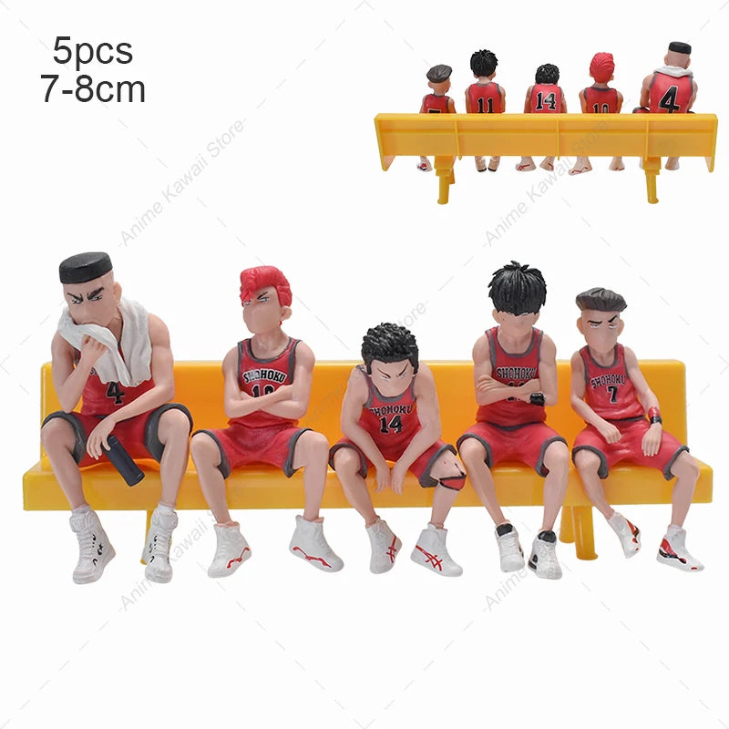 5pcs/lot Slam Dunk Kaede Rukawa Hanamichi Sakuragi Takenori Miyagi Ryota Action Figure Car Interior Decoration Model