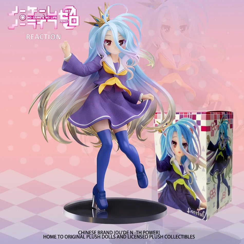 No Game No Life Shiro Anime Figure 18cm PVC Action Figure Collectible Toy Gift with Cat Ear School Uniform