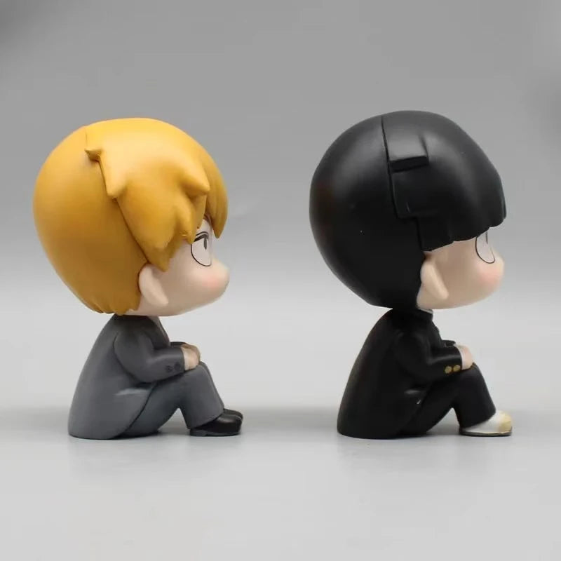 9cm Anime Mob Psycho 100 Figures Gk Reigen Arataka Q Edition Kawaii Sitting Palm Model Doll Ornaments Collectible Toys Gift