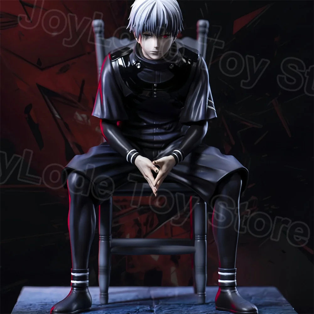 In Stock 19CM Ghoul Anime Figure Kaneki Ken Figurine Sitting Posture 2 Heads Arms PVC Statue Decor Collection Model Gift Toys