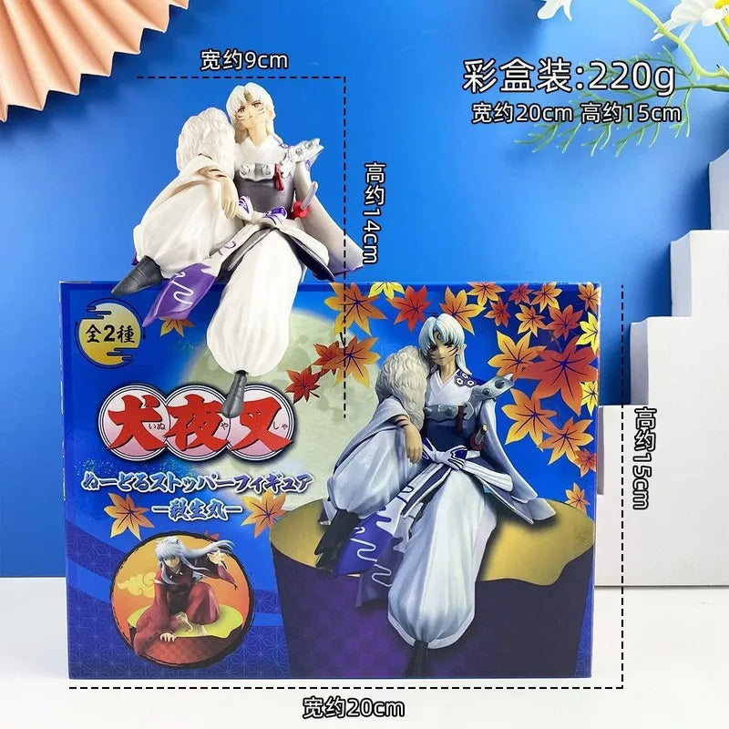 Anime Sesshoumaru Inuyasha Sitting Pressing Action Figures Model Kit Chassis Decor Trendy Toys Desktop Ornament Wholesale Gift