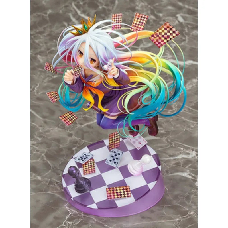 No Game No Life Shiro Figure 28cm PVC Anime Model Toy - Kamiya Yuu Artwork Collection Standing Poker Gift