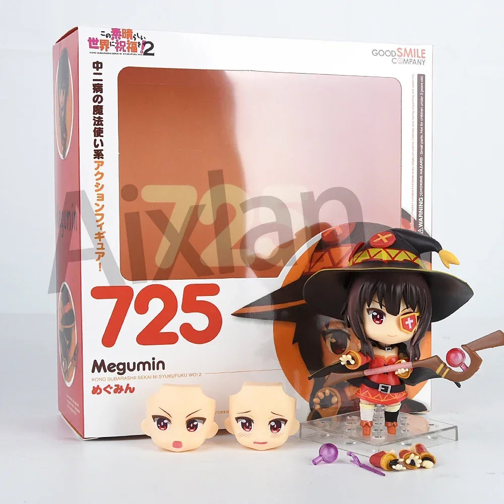 10cm Konosuba Figure #725 Megumin #630 Aqua Akua Action Figures Q Version Anime Kawaii PVC Decorate Ornaments Toy Gifts