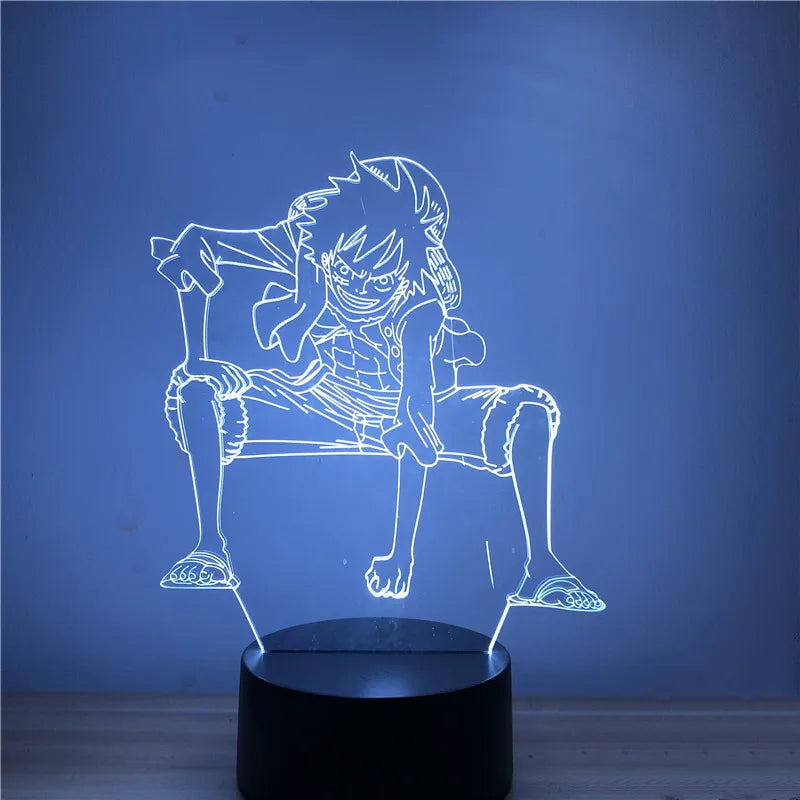 One Piece Zoro Luffy Nami Anime Night Lights Action Figure 3D LED Color Changing Toys Doll Usopp Sanji Chopper Hancock Xmas Gift