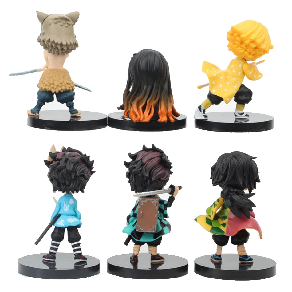 6pcs/12pcs/Sets Q Posket Figure Wholesale Demon Slayer Mini Figurine Kimetsu No Yaiba Small PVC Dolls Desktop Decoration