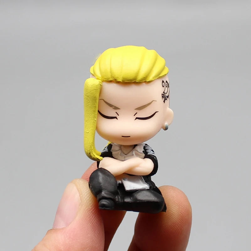 4pcs Tokyo Revengers Gk Manjiro Sano Draken Anime Figure Q Version Sitting Shoulder Sleep Desktop Decoration Model Childrens Toy