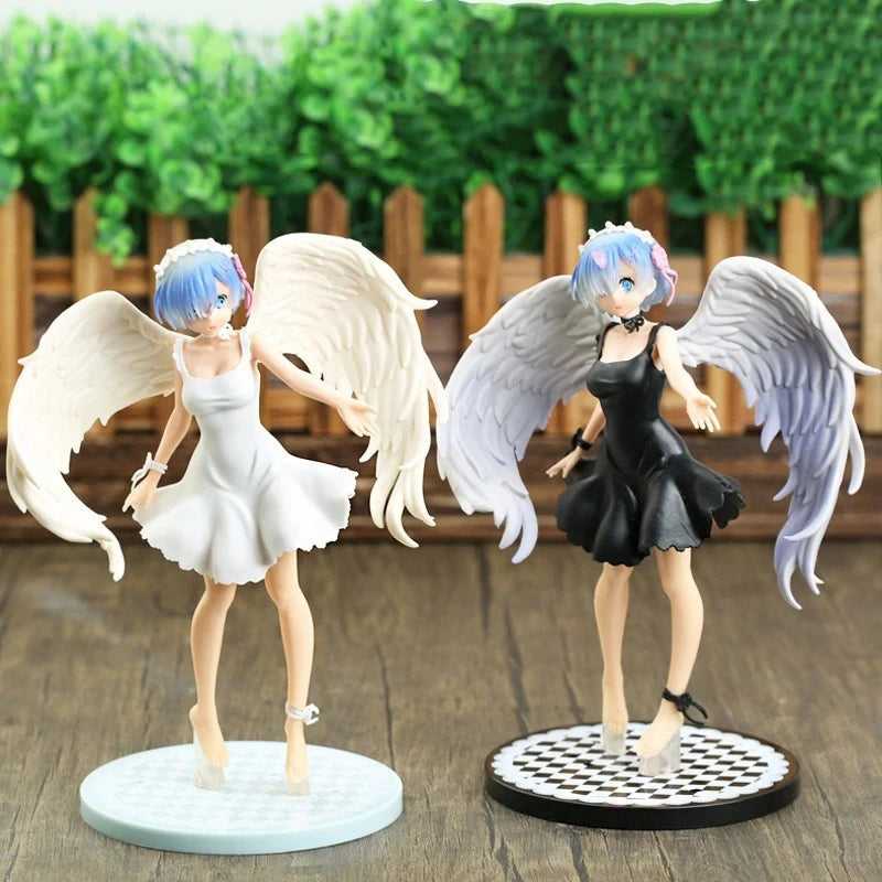 21CM Ghost Angel Rem Anime Figure Re:Life In A Different World From Zero Dress Wings Standing Model Toy PVC Collection Ornaments