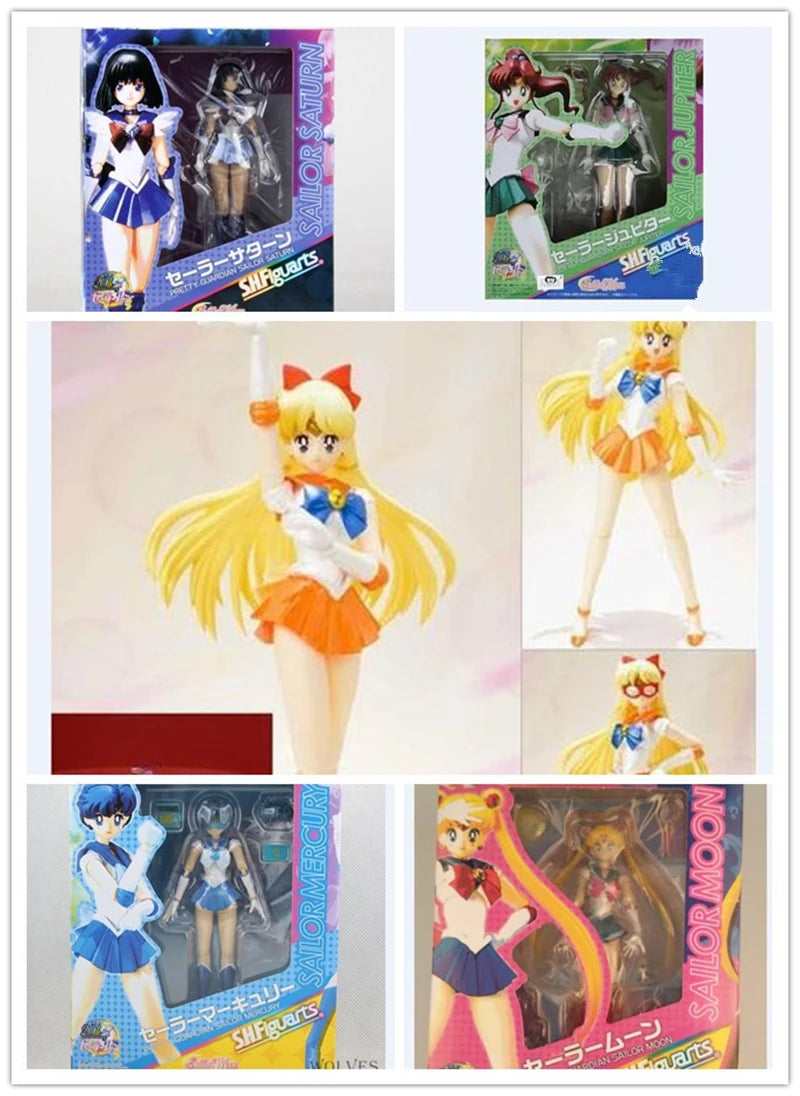 Anime Pretty Guardian Sailor Moon Tsukino Usagi Sailor Mercury Venus Jupiter Saturn PVC Action Figure Collectible Model Toy Doll