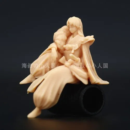 Anime Inuyasha Action Figures White Model Hand Drawn Coloring Micromodel Diorama Miniature Landscape Ornaments Toys 1/64 Scale