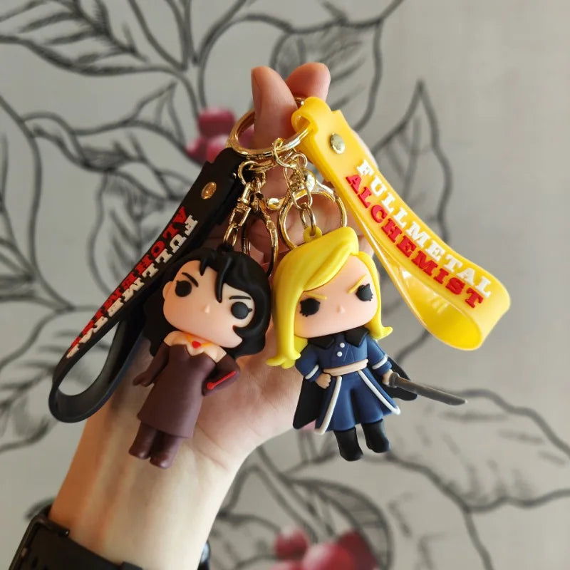 Fullmetal Alchemist Figures Key Chains Anime Edward Elric Keychain Pendant Backpack Jewelry Alphonse Elric Bags Key Accessories