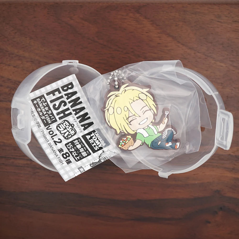 BANANA FISH Anime Ash Lynx Shorter Wong Rubber Keychain Ornament Toys Collection Gift