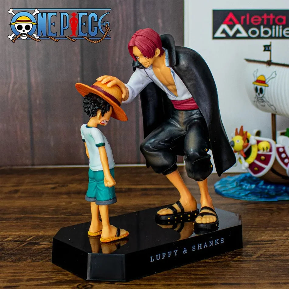 18cm Anime Figure One Piece Luffy Four Emperors Shanks Straw Hat Luffy Action Figure Monkey D Luffy Collection Model Doll Toys