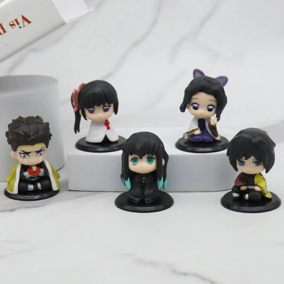 Q Posket Figure Wholesale Demon Slayer Mini Figurine 5Pcs 10Pcs 12Pcs 15Pcs Sets Kimetsu No Yaiba Small PVC Dolls Desktop Decora